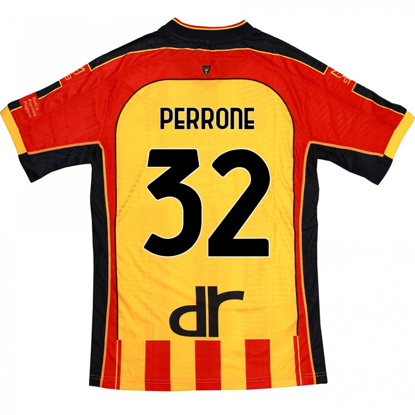 Kinderen Samuele Perrone #32 Geel Rood Thuisshirt Thuistenue 2024/25 T-Shirt