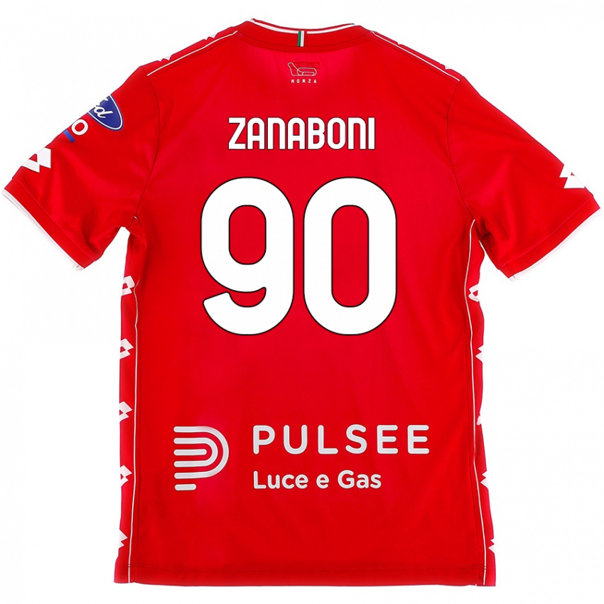 Kinderen Emanuele Zanaboni #90 Rood Wit Thuisshirt Thuistenue 2024/25 T-Shirt