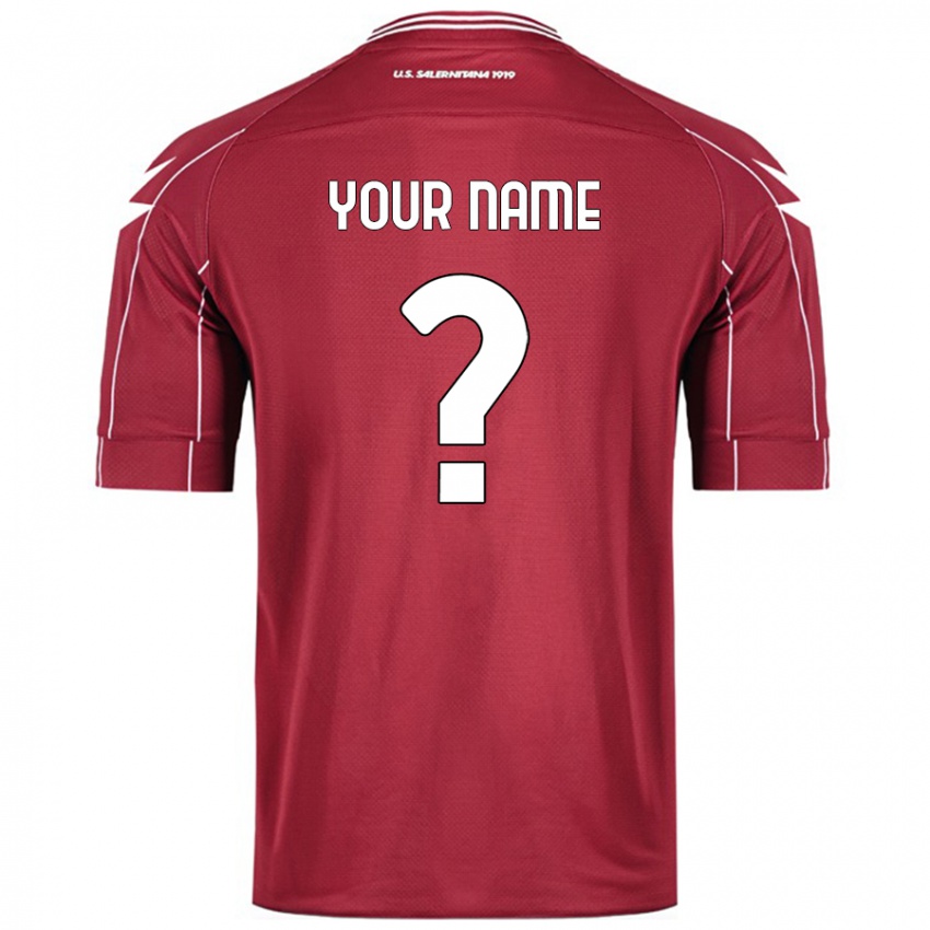 Kinderen Uw Naam #0 Bordeauxrood Thuisshirt Thuistenue 2024/25 T-Shirt