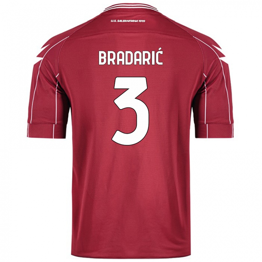 Kinderen Domagoj Bradarić #3 Bordeauxrood Thuisshirt Thuistenue 2024/25 T-Shirt