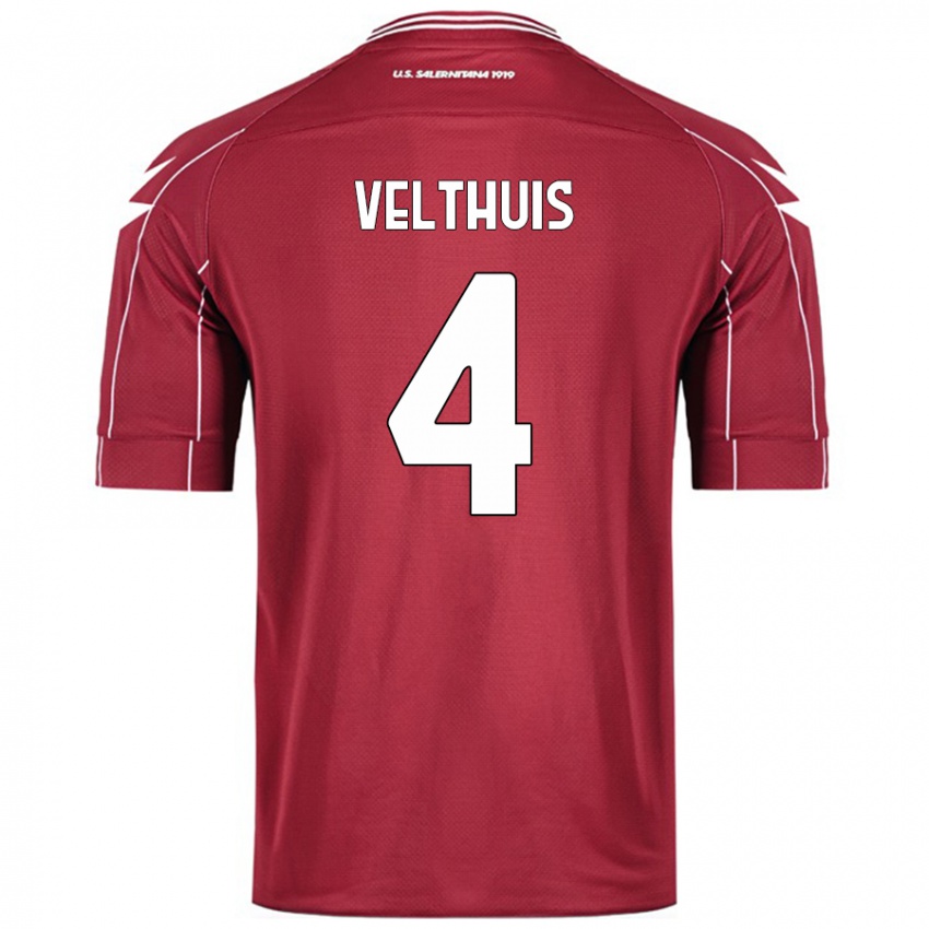 Kinderen Tijs Velthuis #4 Bordeauxrood Thuisshirt Thuistenue 2024/25 T-Shirt