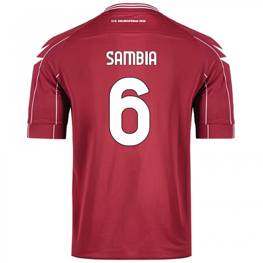 Kinderen Junior Sambia #6 Bordeauxrood Thuisshirt Thuistenue 2024/25 T-Shirt