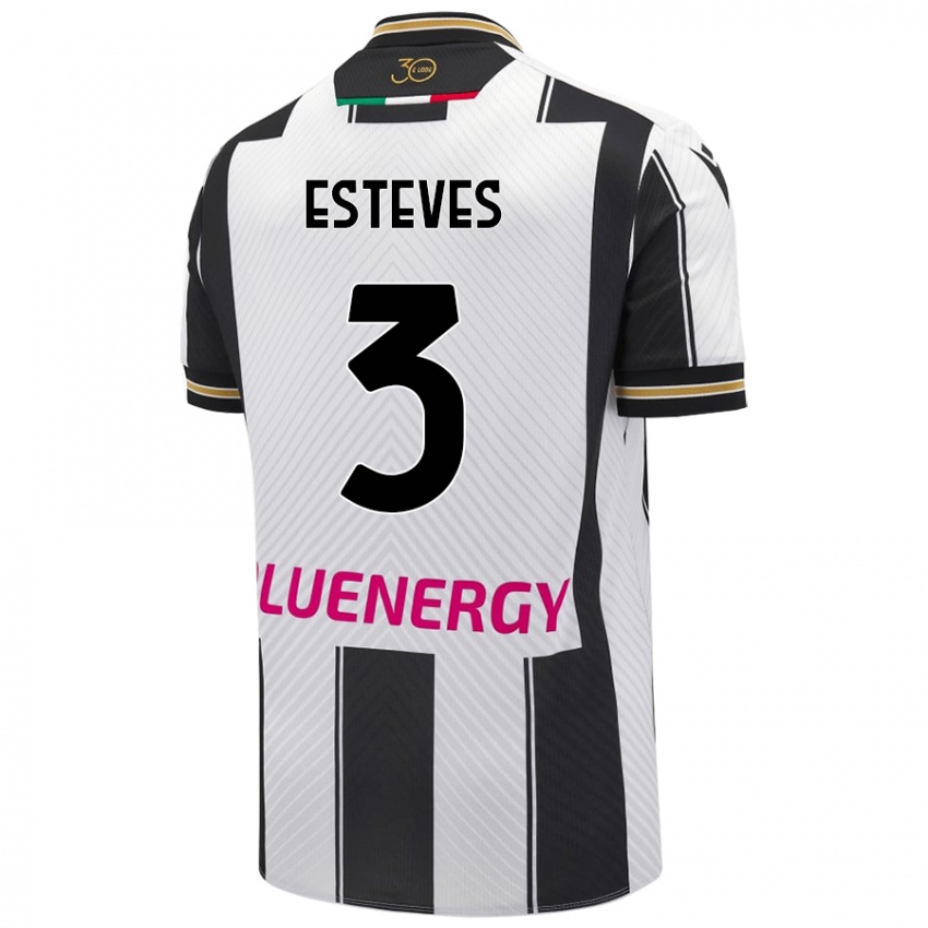 Kinderen Gonçalo Esteves #3 Wit Zwart Thuisshirt Thuistenue 2024/25 T-Shirt