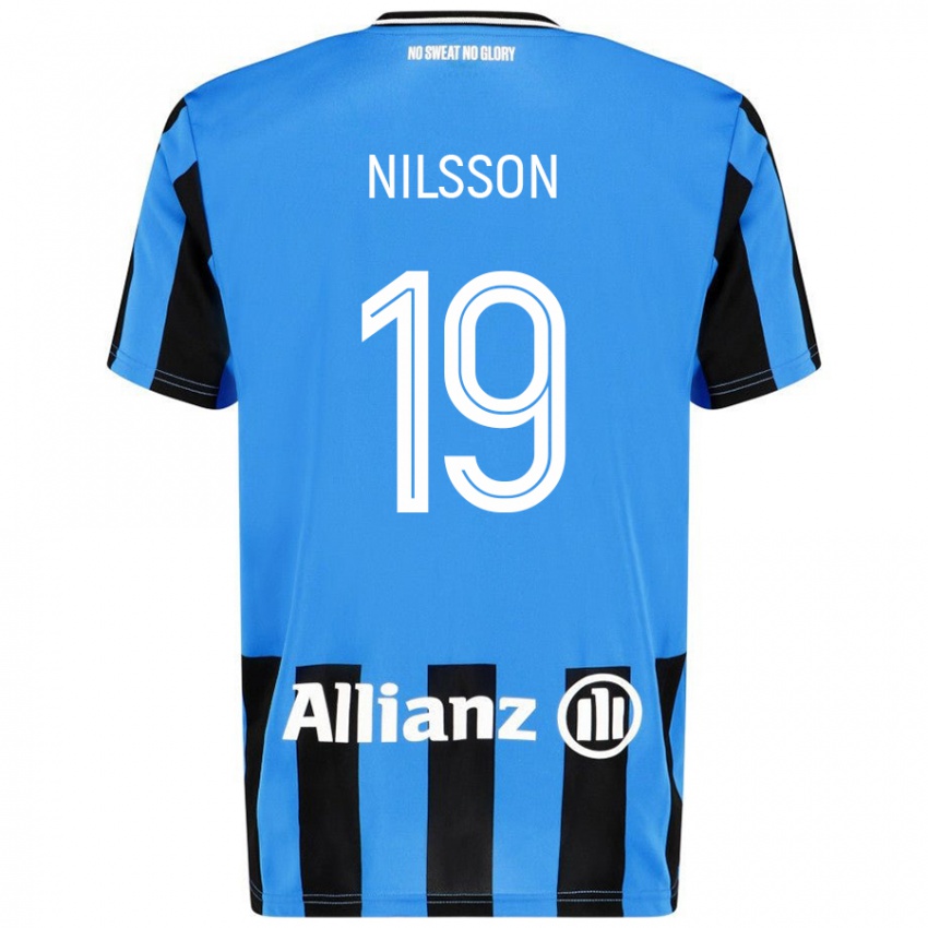 Kinderen Gustaf Nilsson #19 Hemelsblauw Zwart Thuisshirt Thuistenue 2024/25 T-Shirt