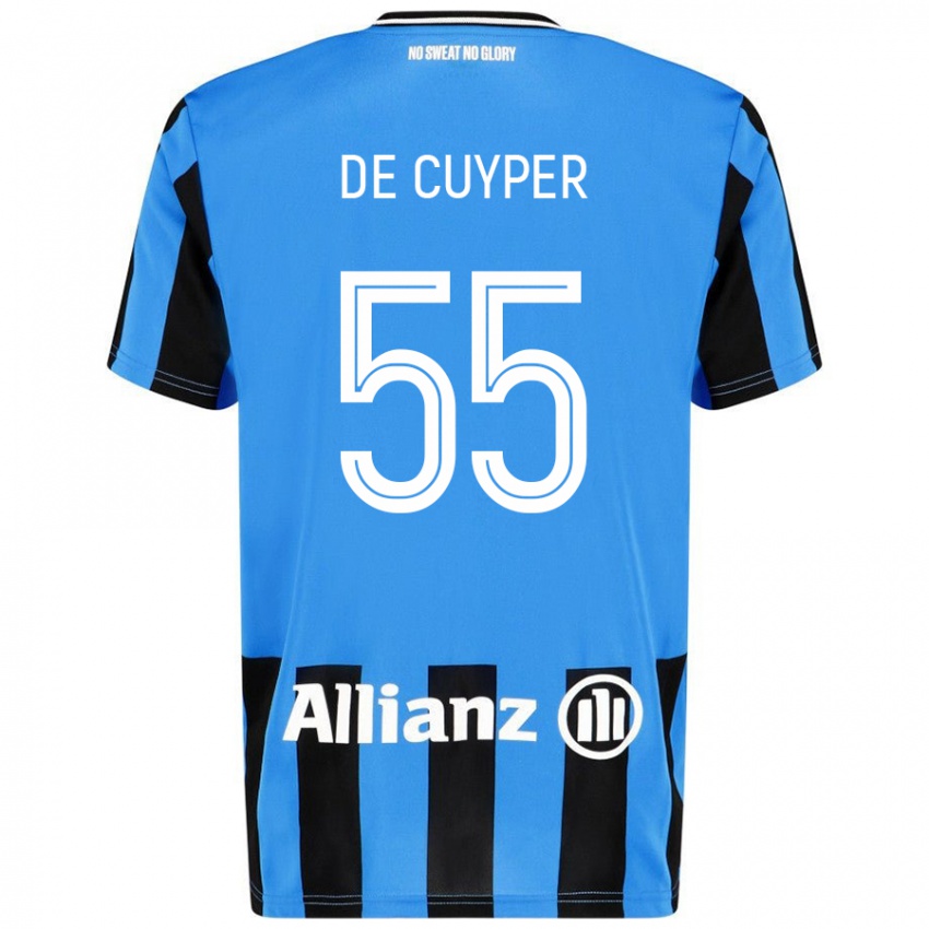 Kinderen Maxim De Cuyper #55 Hemelsblauw Zwart Thuisshirt Thuistenue 2024/25 T-Shirt