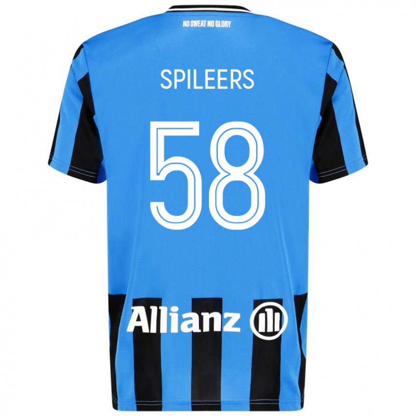 Kinderen Jorne Spileers #58 Hemelsblauw Zwart Thuisshirt Thuistenue 2024/25 T-Shirt