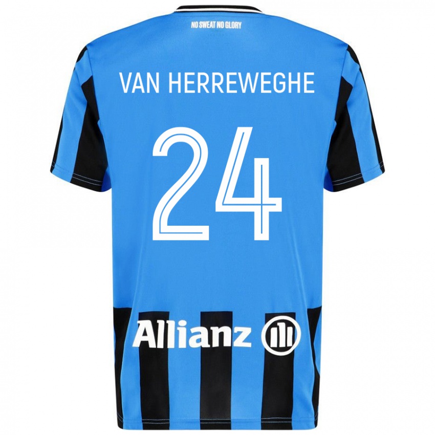 Kinderen Febe Van Herreweghe #24 Hemelsblauw Zwart Thuisshirt Thuistenue 2024/25 T-Shirt