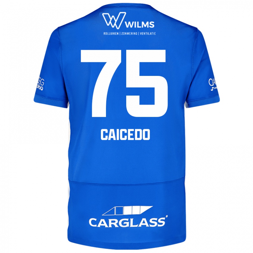 Kinderen Alfred Caicedo #75 Blauw Thuisshirt Thuistenue 2024/25 T-Shirt