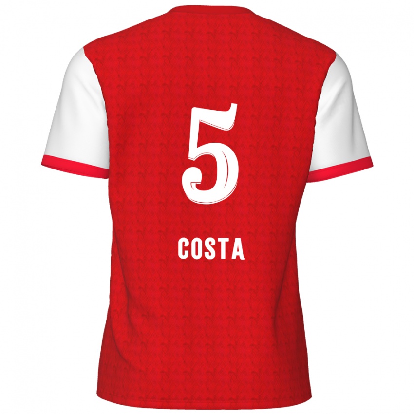 Kinderen Ayrton Costa #5 Rood Wit Thuisshirt Thuistenue 2024/25 T-Shirt