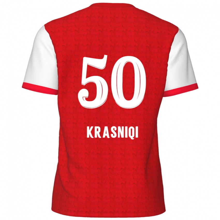 Kinderen Laurit Krasniqi #50 Rood Wit Thuisshirt Thuistenue 2024/25 T-Shirt