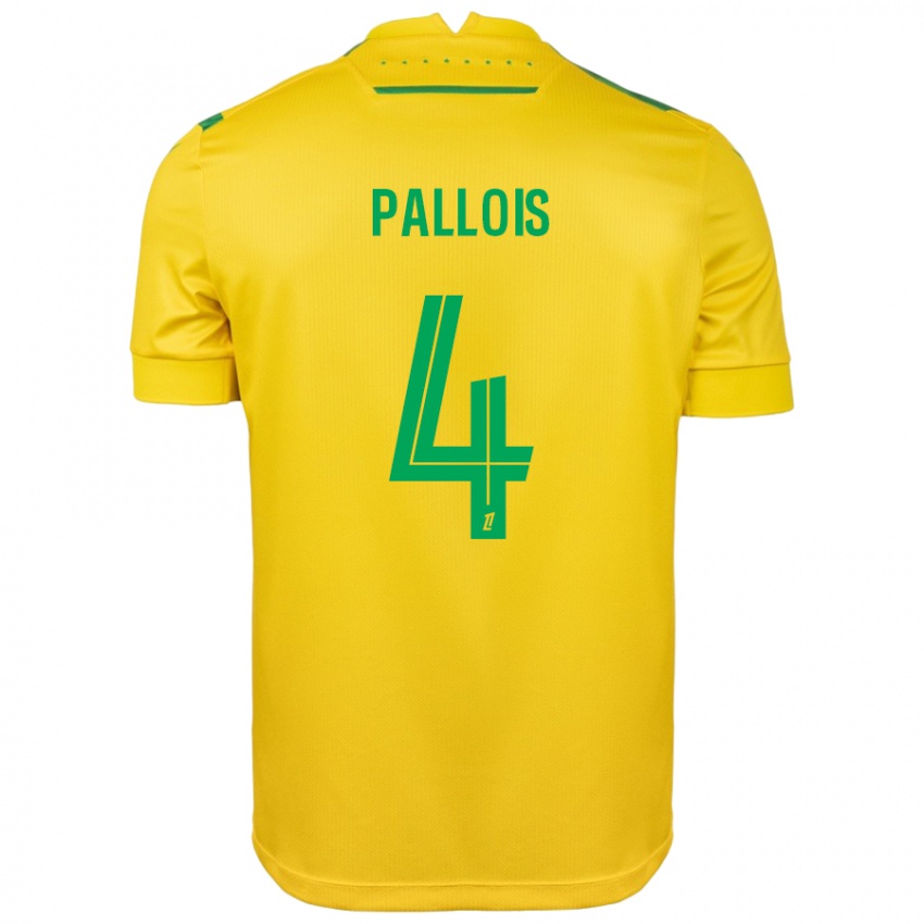 Kinderen Nicolas Pallois #4 Geel Groen Thuisshirt Thuistenue 2024/25 T-Shirt