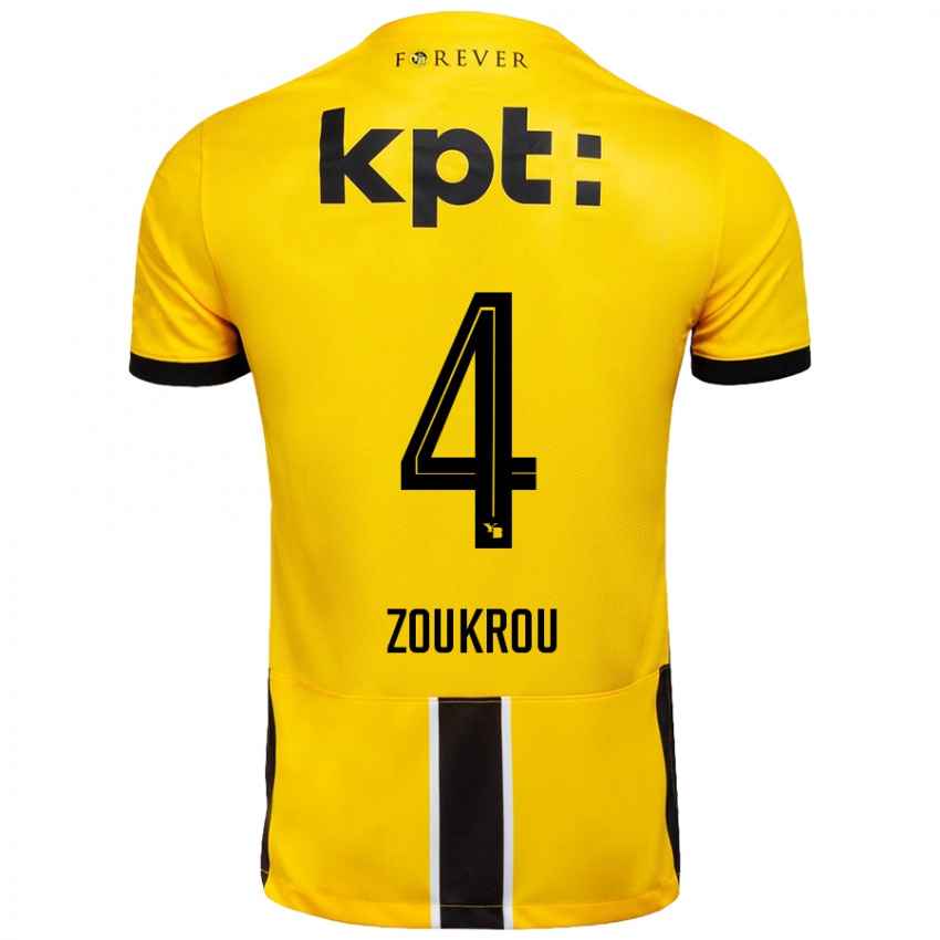 Kinderen Tanguy Zoukrou #4 Geel Zwart Thuisshirt Thuistenue 2024/25 T-Shirt