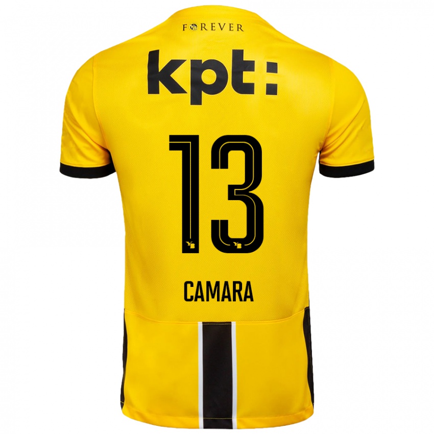 Kinderen Mohamed Camara #13 Geel Zwart Thuisshirt Thuistenue 2024/25 T-Shirt