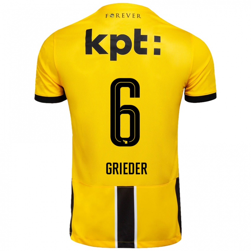 Kinderen Lionel Grieder #6 Geel Zwart Thuisshirt Thuistenue 2024/25 T-Shirt