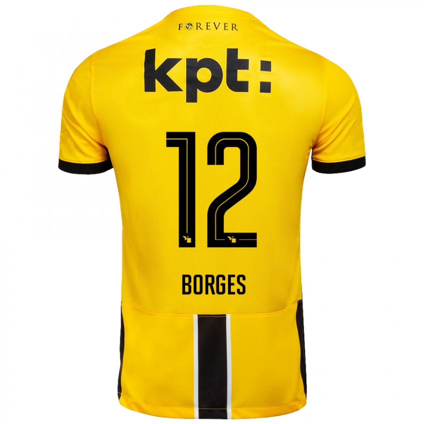 Kinderen David Borges #12 Geel Zwart Thuisshirt Thuistenue 2024/25 T-Shirt