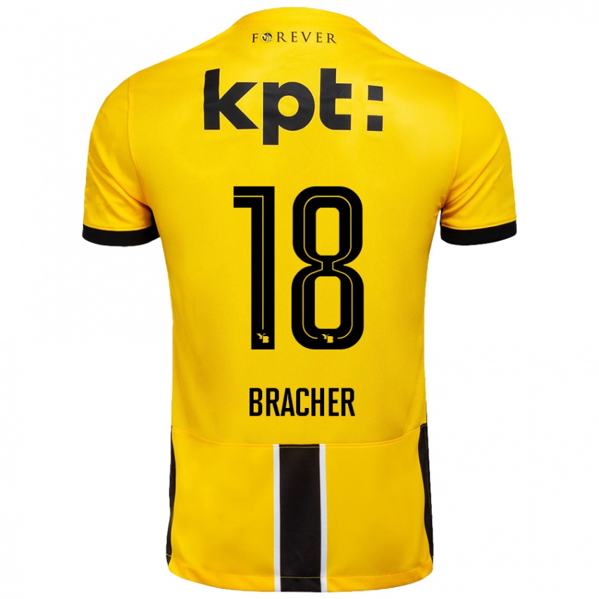 Kinderen Jasha Bracher #18 Geel Zwart Thuisshirt Thuistenue 2024/25 T-Shirt