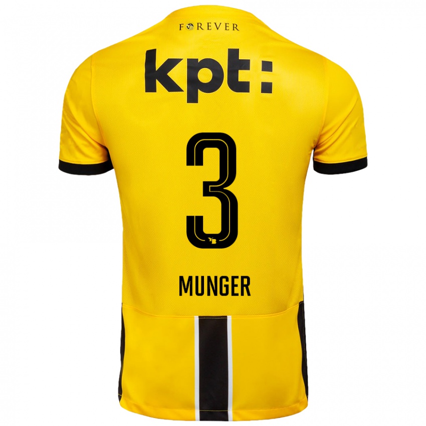 Kinderen Noa Münger #3 Geel Zwart Thuisshirt Thuistenue 2024/25 T-Shirt