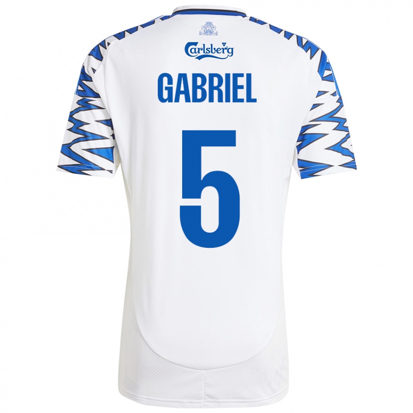 Kinderen Gabriel Pereira #5 Wit Hemelsblauw Thuisshirt Thuistenue 2024/25 T-Shirt