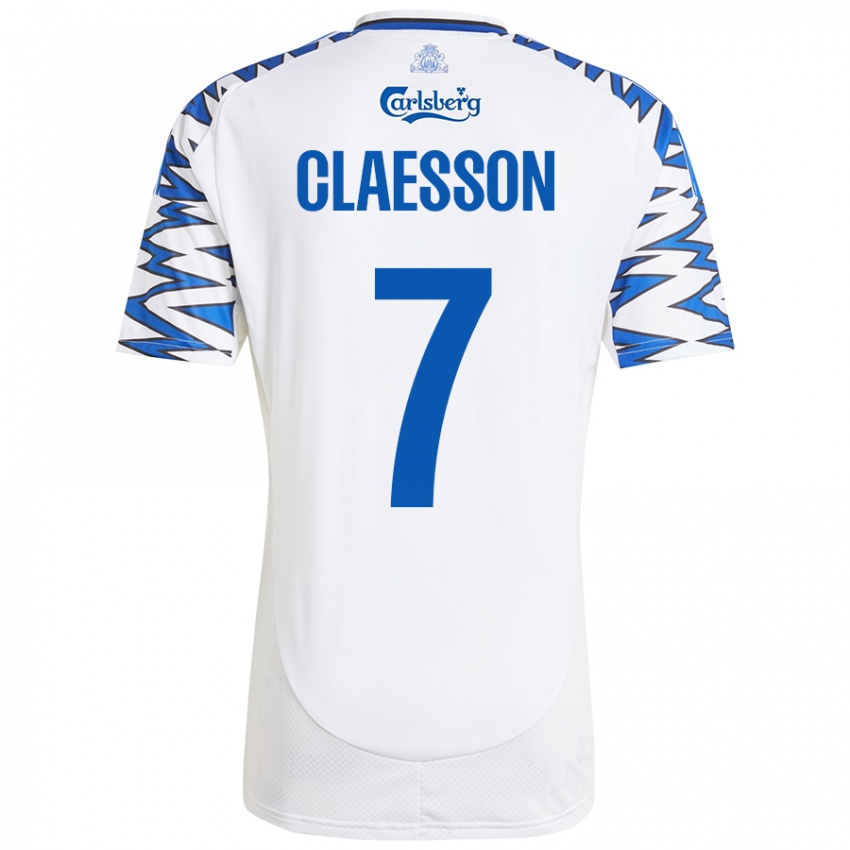 Kinderen Viktor Claesson #7 Wit Hemelsblauw Thuisshirt Thuistenue 2024/25 T-Shirt