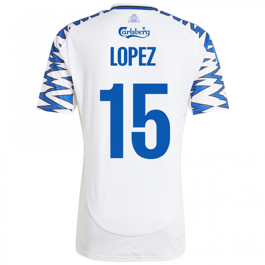 Kinderen Marcos López #15 Wit Hemelsblauw Thuisshirt Thuistenue 2024/25 T-Shirt