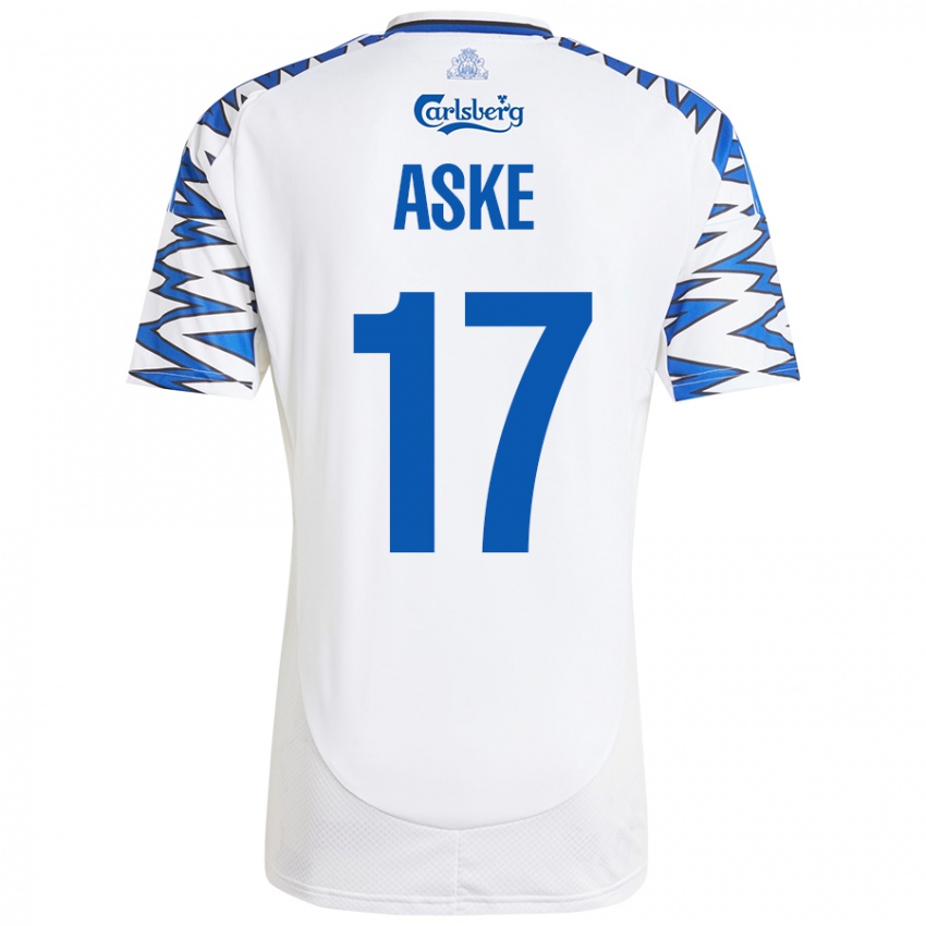 Kinderen Aske Christensen #17 Wit Hemelsblauw Thuisshirt Thuistenue 2024/25 T-Shirt