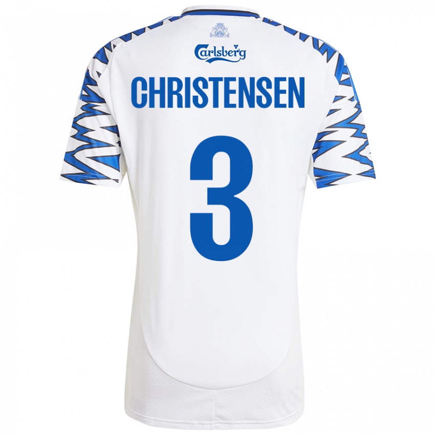 Kinderen Sebastian Christensen #3 Wit Hemelsblauw Thuisshirt Thuistenue 2024/25 T-Shirt