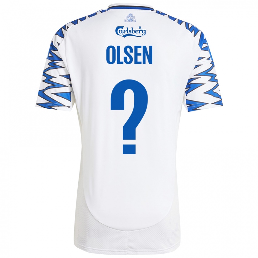 Kinderen Gunnar Olsen #0 Wit Hemelsblauw Thuisshirt Thuistenue 2024/25 T-Shirt