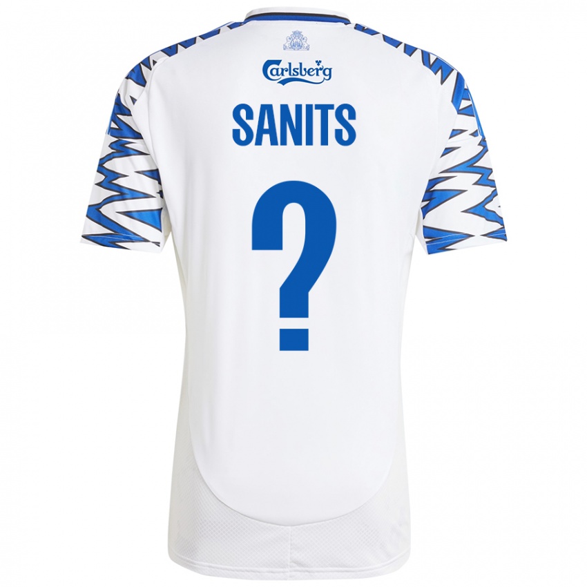 Kinderen Dimitri Sanits #0 Wit Hemelsblauw Thuisshirt Thuistenue 2024/25 T-Shirt