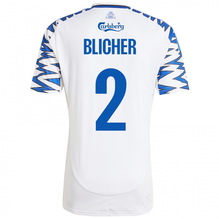 Kinderen Nicolai Blicher #2 Wit Hemelsblauw Thuisshirt Thuistenue 2024/25 T-Shirt