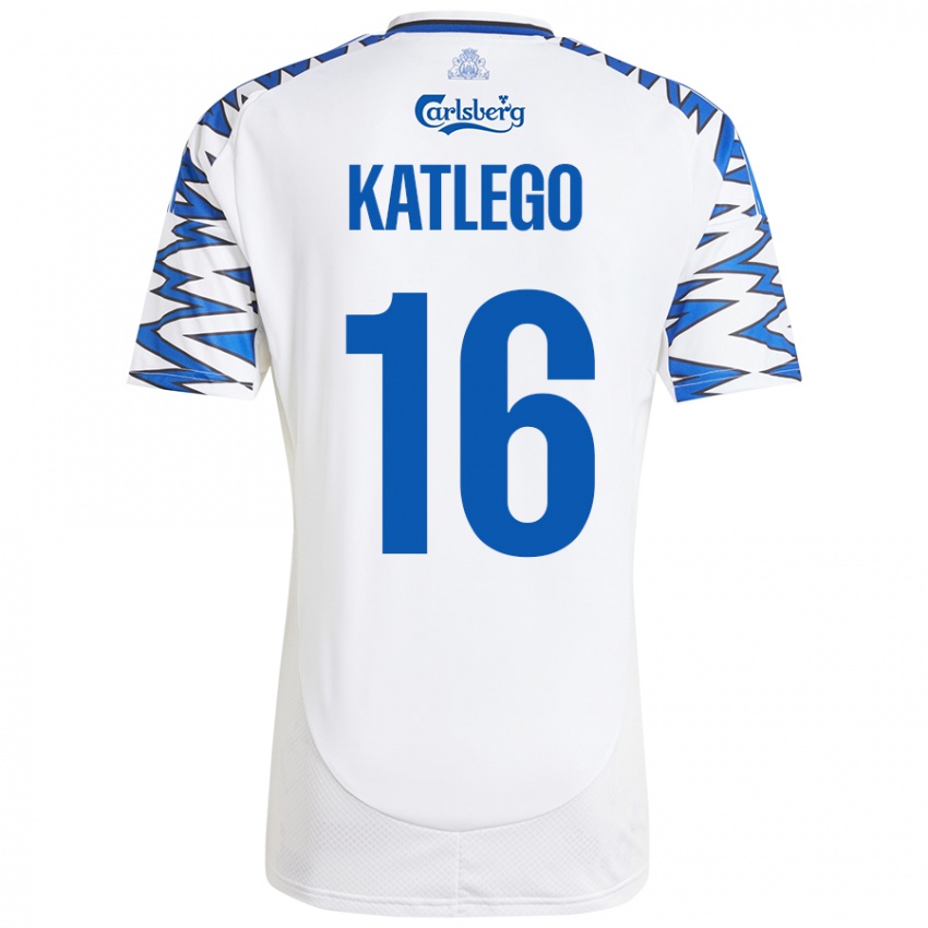 Kinderen David Katlego #16 Wit Hemelsblauw Thuisshirt Thuistenue 2024/25 T-Shirt