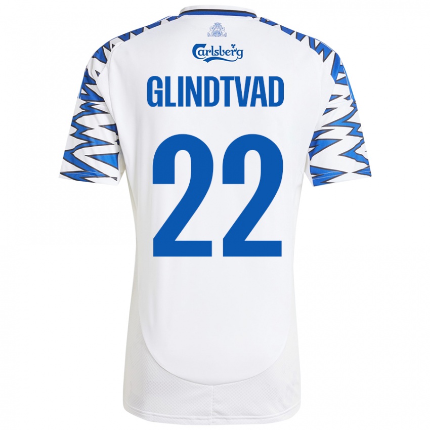 Kinderen William Glindtvad #22 Wit Hemelsblauw Thuisshirt Thuistenue 2024/25 T-Shirt