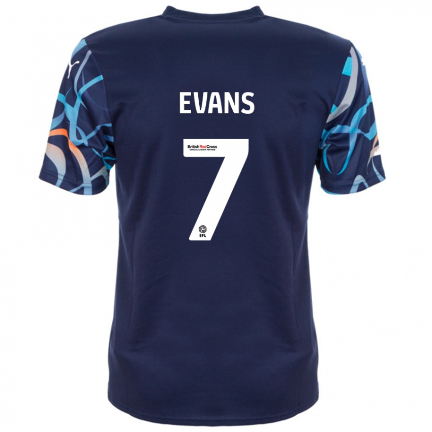 Kinderen Lee Evans #7 Marineblauw Uitshirt Uittenue 2024/25 T-Shirt