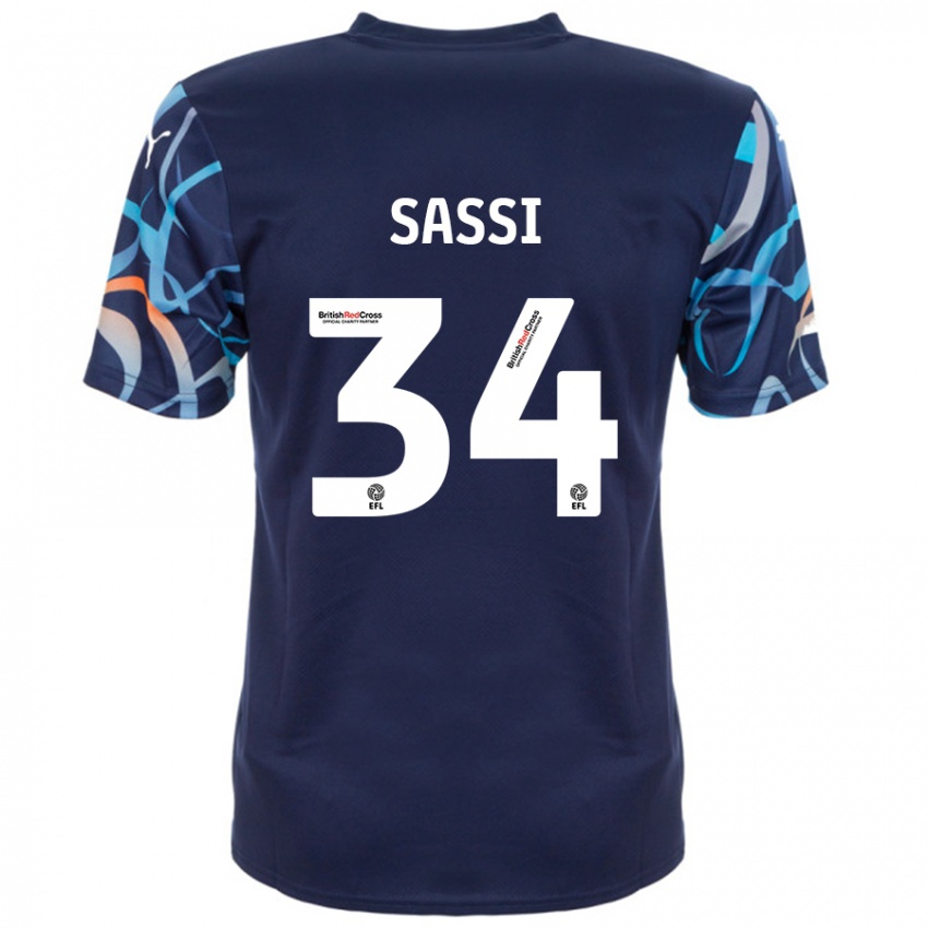 Kinderen Dan Sassi #34 Marineblauw Uitshirt Uittenue 2024/25 T-Shirt