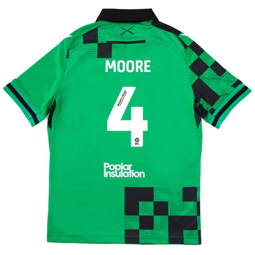 Kinderen Taylor Moore #4 Groen Zwart Uitshirt Uittenue 2024/25 T-Shirt