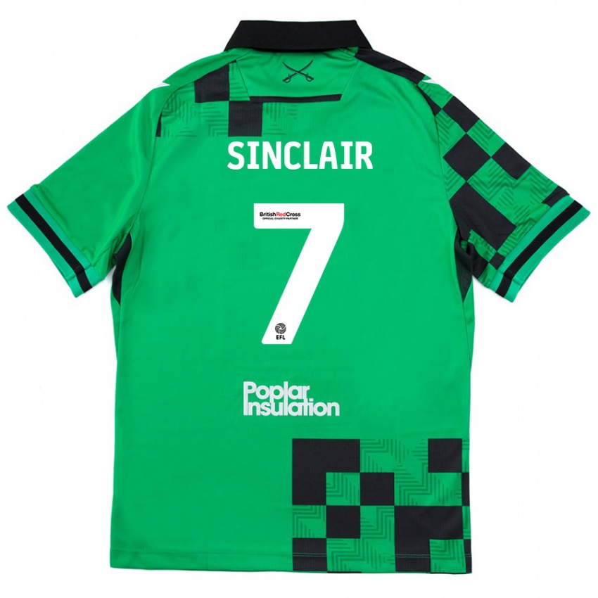 Kinderen Scott Sinclair #7 Groen Zwart Uitshirt Uittenue 2024/25 T-Shirt