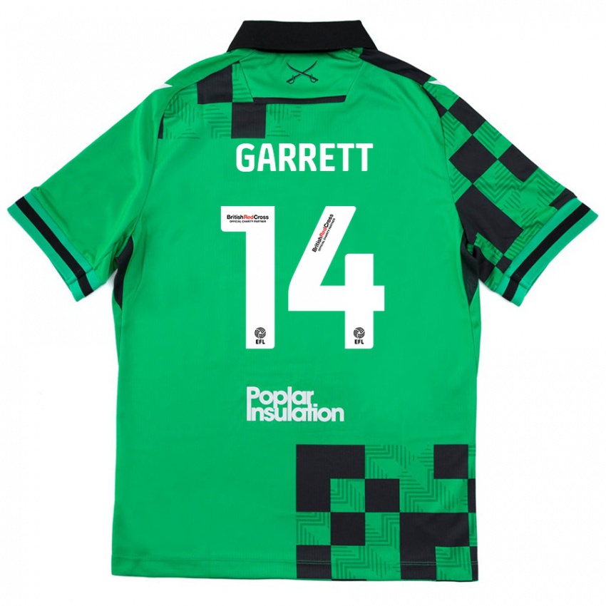 Kinderen Jake Garrett #14 Groen Zwart Uitshirt Uittenue 2024/25 T-Shirt