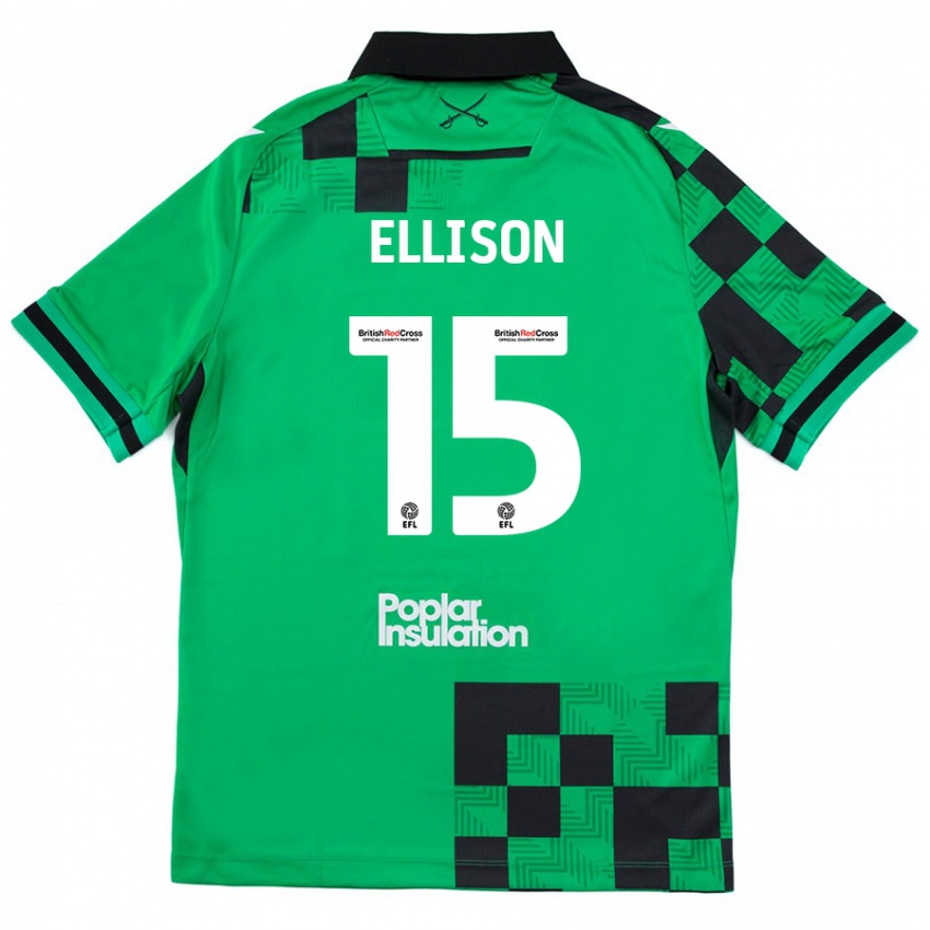 Kinderen Dan Ellison #15 Groen Zwart Uitshirt Uittenue 2024/25 T-Shirt