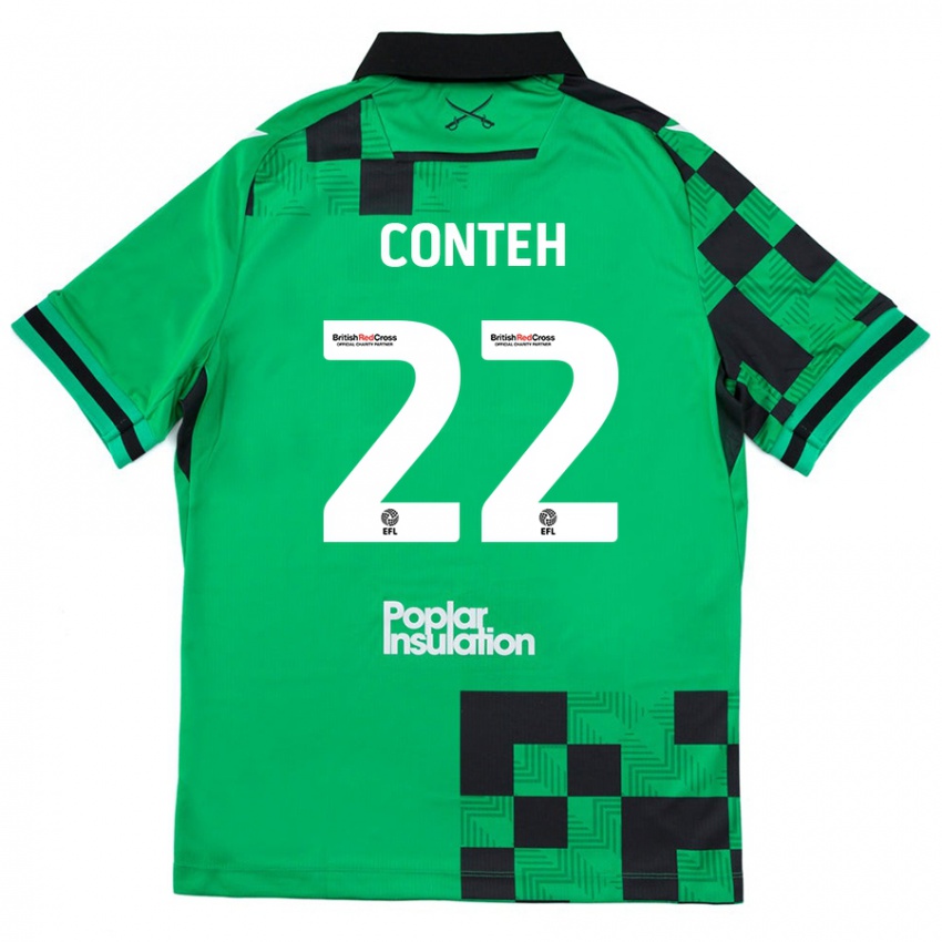 Kinderen Kamil Conteh #22 Groen Zwart Uitshirt Uittenue 2024/25 T-Shirt