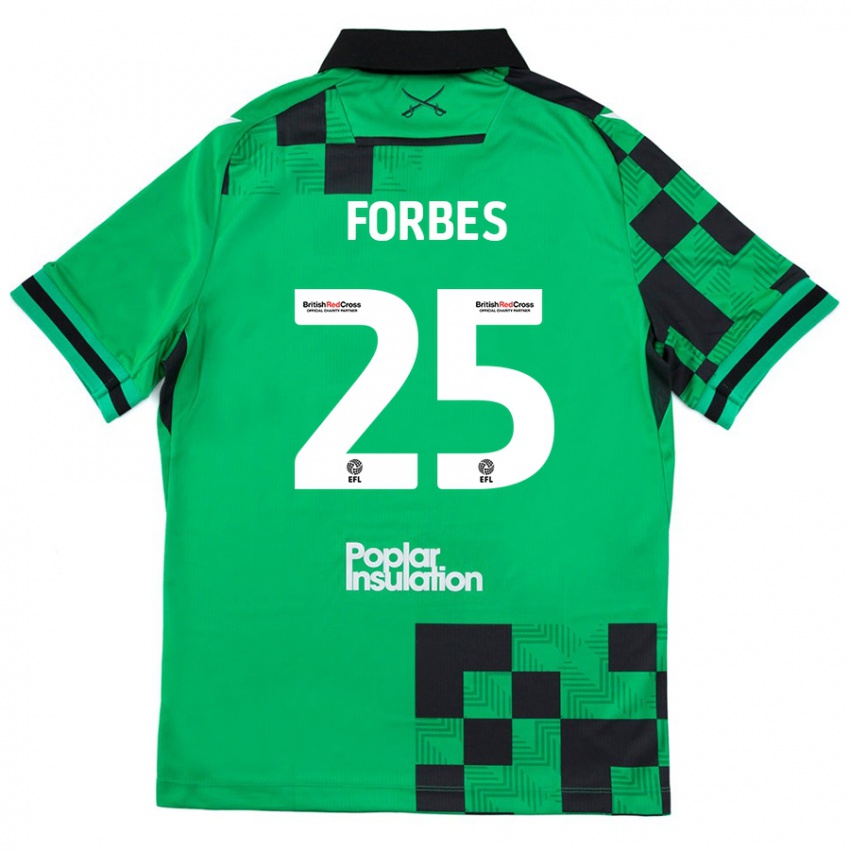 Kinderen Michael Forbes #25 Groen Zwart Uitshirt Uittenue 2024/25 T-Shirt