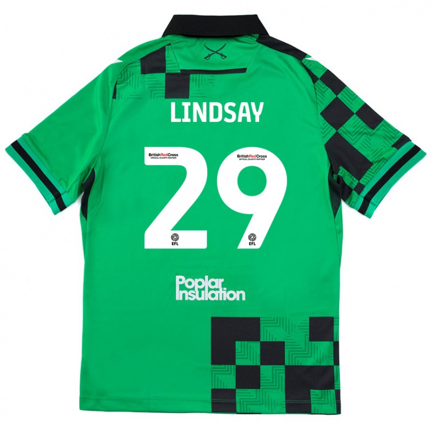 Kinderen Jamie Lindsay #29 Groen Zwart Uitshirt Uittenue 2024/25 T-Shirt