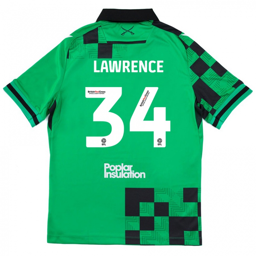 Kinderen Jerry Lawrence #34 Groen Zwart Uitshirt Uittenue 2024/25 T-Shirt