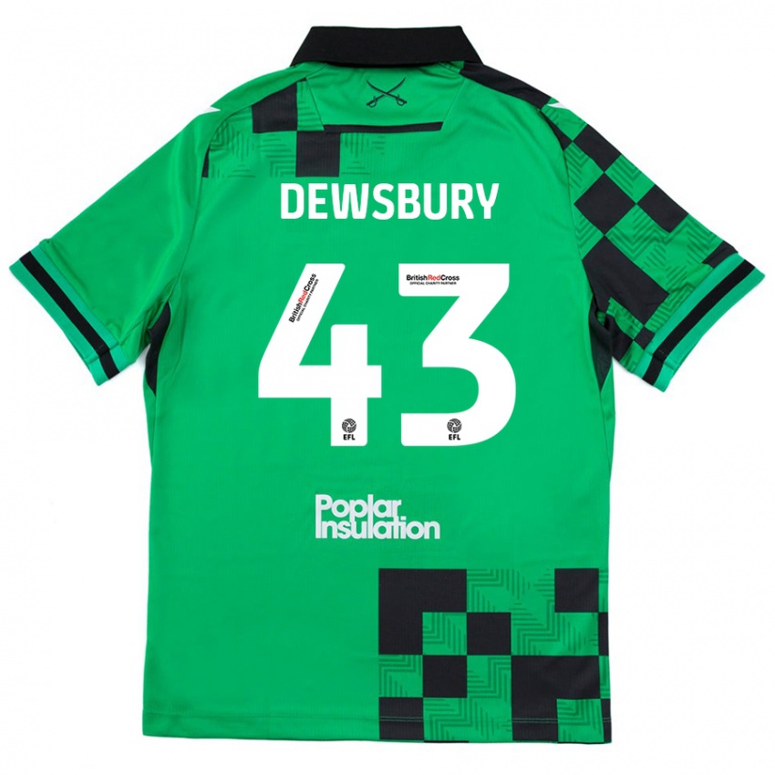 Kinderen Ollie Dewsbury #43 Groen Zwart Uitshirt Uittenue 2024/25 T-Shirt