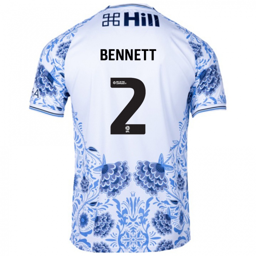 Kinderen Liam Bennett #2 Wit Blauw Uitshirt Uittenue 2024/25 T-Shirt