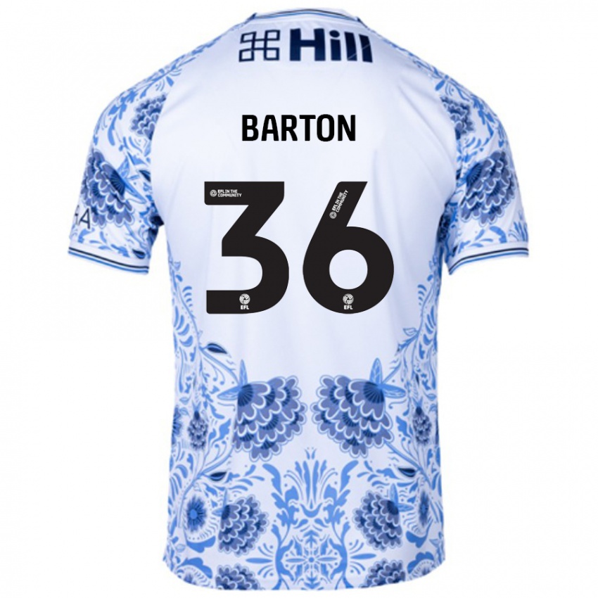 Kinderen Dan Barton #36 Wit Blauw Uitshirt Uittenue 2024/25 T-Shirt