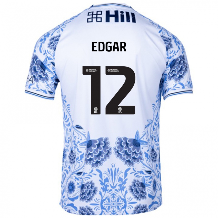 Kinderen Sammy Edgar #12 Wit Blauw Uitshirt Uittenue 2024/25 T-Shirt