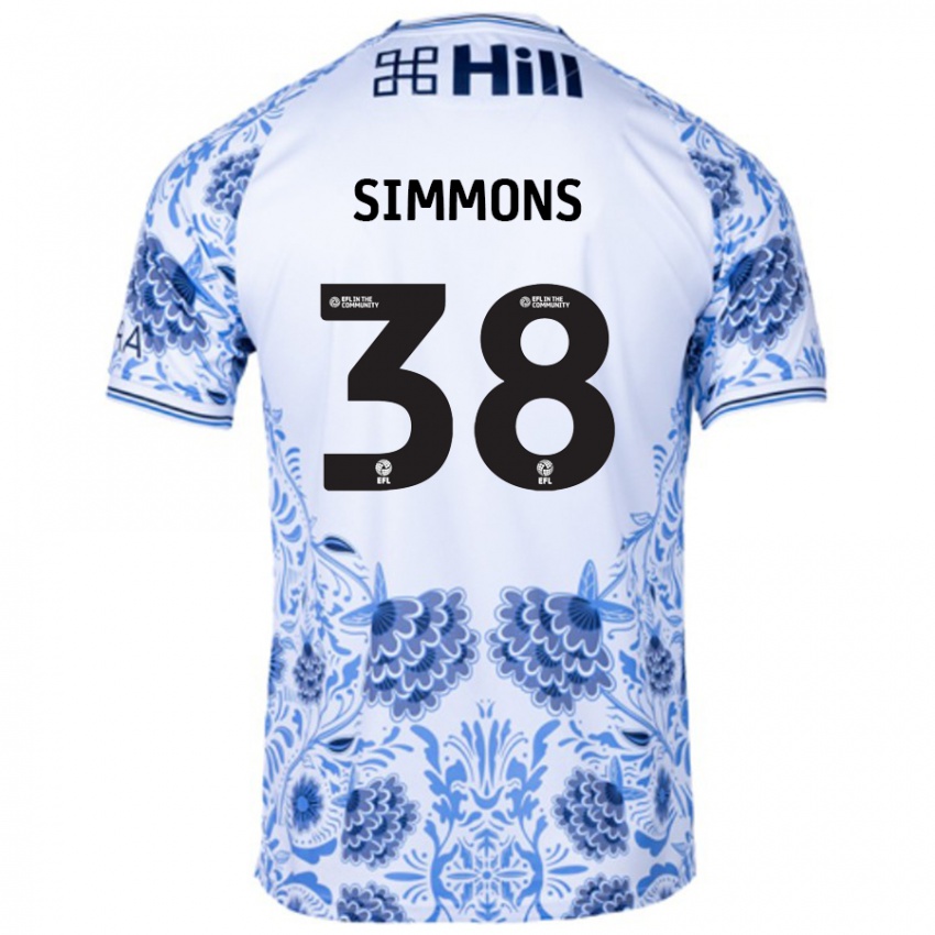 Kinderen Bella Simmons #38 Wit Blauw Uitshirt Uittenue 2024/25 T-Shirt