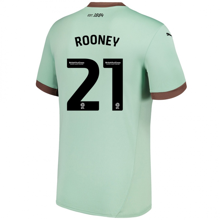 Kinderen Jake Rooney #21 Lichtgroen Uitshirt Uittenue 2024/25 T-Shirt