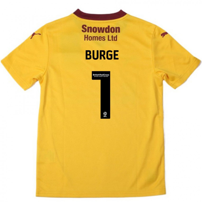 Kinderen Lee Burge #1 Oranje Bordeauxrood Uitshirt Uittenue 2024/25 T-Shirt