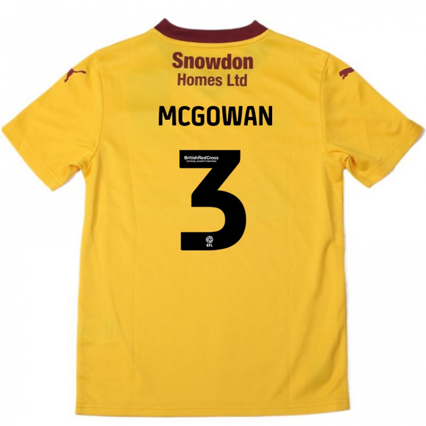 Kinderen Aaron Mcgowan #3 Oranje Bordeauxrood Uitshirt Uittenue 2024/25 T-Shirt