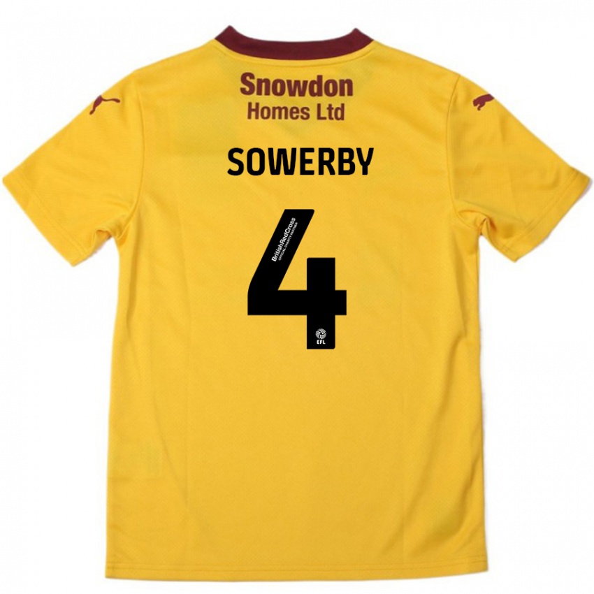 Kinderen Jack Sowerby #4 Oranje Bordeauxrood Uitshirt Uittenue 2024/25 T-Shirt